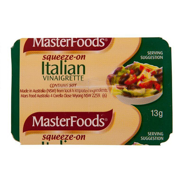 Dressing Portion Control Italian Vinaigrette Squeeze On 100x13Gr Ctn